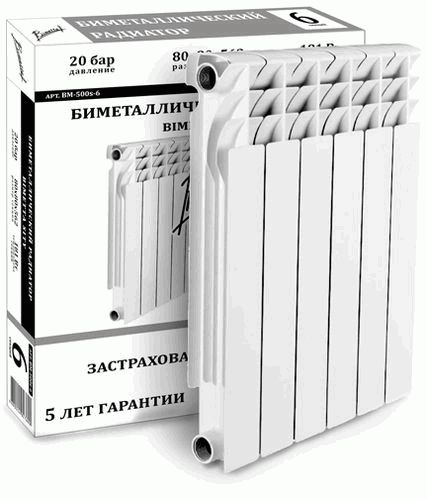 Радиатор биметаллический BIMETTA CITY 500/80 6 секций